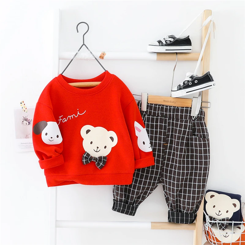 HYLKIDHUOSE Baby Girls Boys Clothing Sets Spring Kids Children Clothes Outfit Toddler Infant Vacation Cartoon T Shirt Pants | Детская