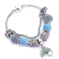 summer series high quality charm bracelet bangles for women with rainbow of love beads brand bracelet fashion jewelry