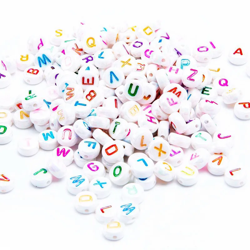 

3600pcs 4*7mm AB Colors English Acrylic Letter Beads Flat Coin Round Plastic Jewelry Bracelet Initial Alphabet Spacers Ornaments