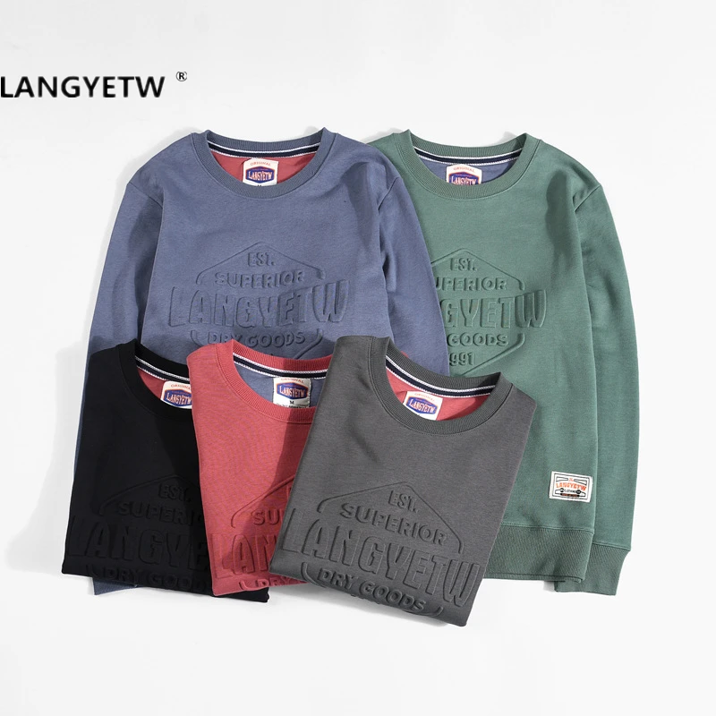 

Langyetw brand men's long sleeve t-shirt spring and autumn 2021 new fashion brand loose sweater t-shirt men's coat