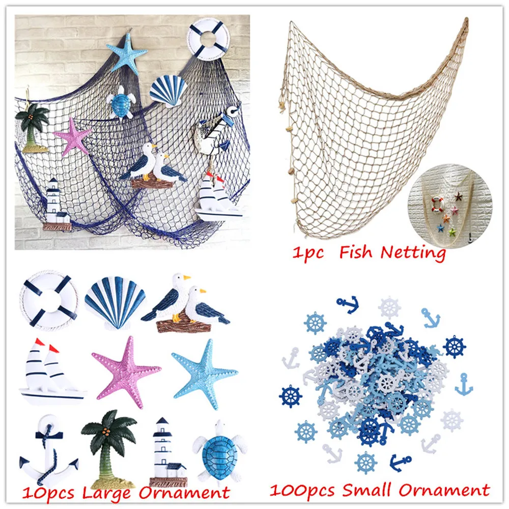 

WINOMO 100*200cm Mediterranean Style Decorative Fish Netting Marine Fishing Net Wall Decoration Photographing Background