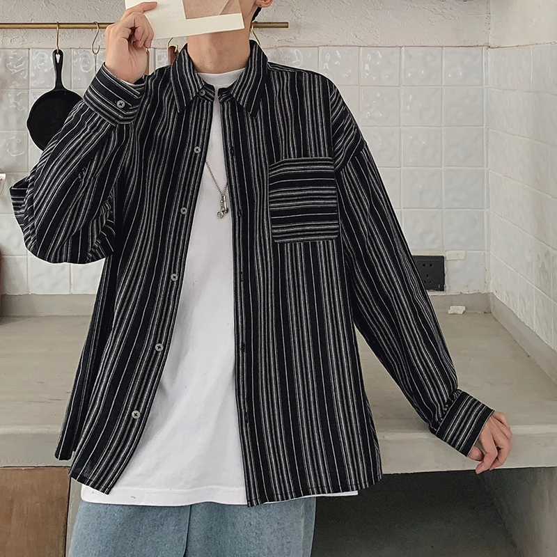 2019 мода уличная японский стиль студенческий модный Ulzzang полосатые мужские