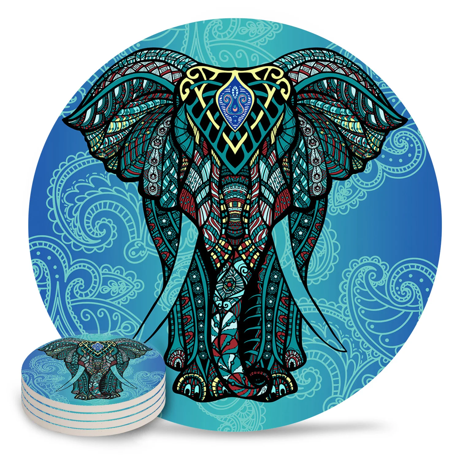 Керамическая подставка для напитков С Рисунком Слона Пейсли украшение стола