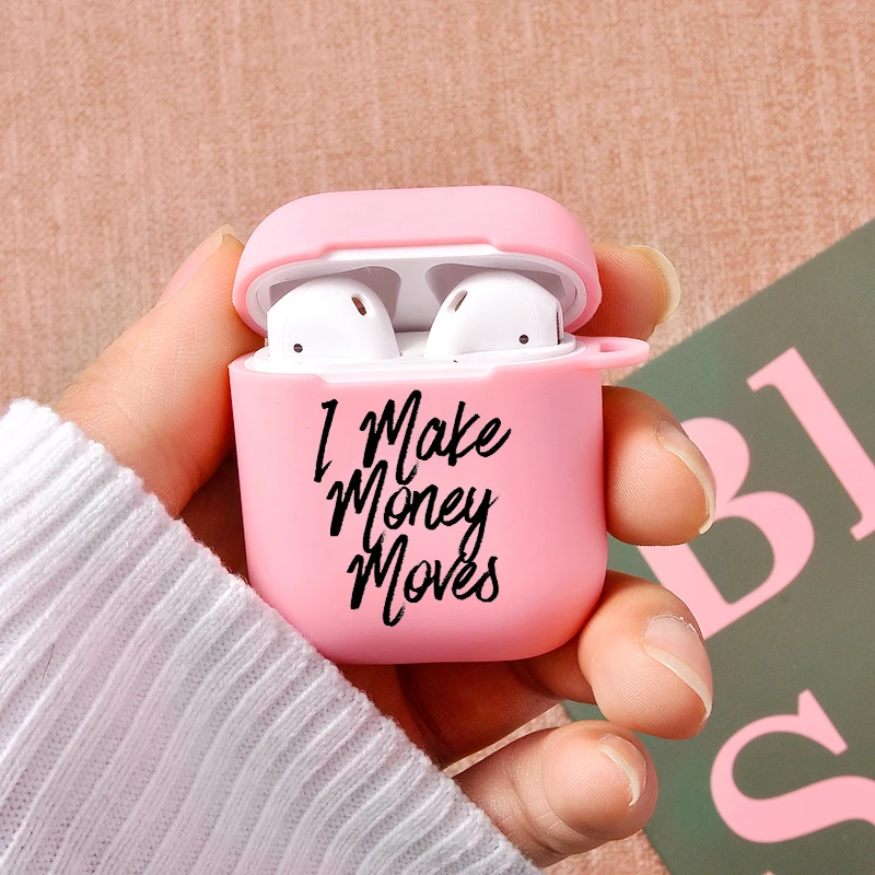 Fashion Black Girl Make Money Protective For Air Pods Case Airpods 1 2 Wireless Earphone Cases Silicone Pink Luxury Cute | Электроника