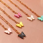 Ожерелье из сплава, цветные акриловые украшения в виде бабочки, милая цепочка для ключиц, вечерние ожерелья на день рождения