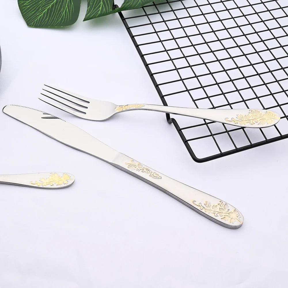 Royal Luxury Gold Plated Dining Cutlery Set - Knife, Fork & Spoon Flatware