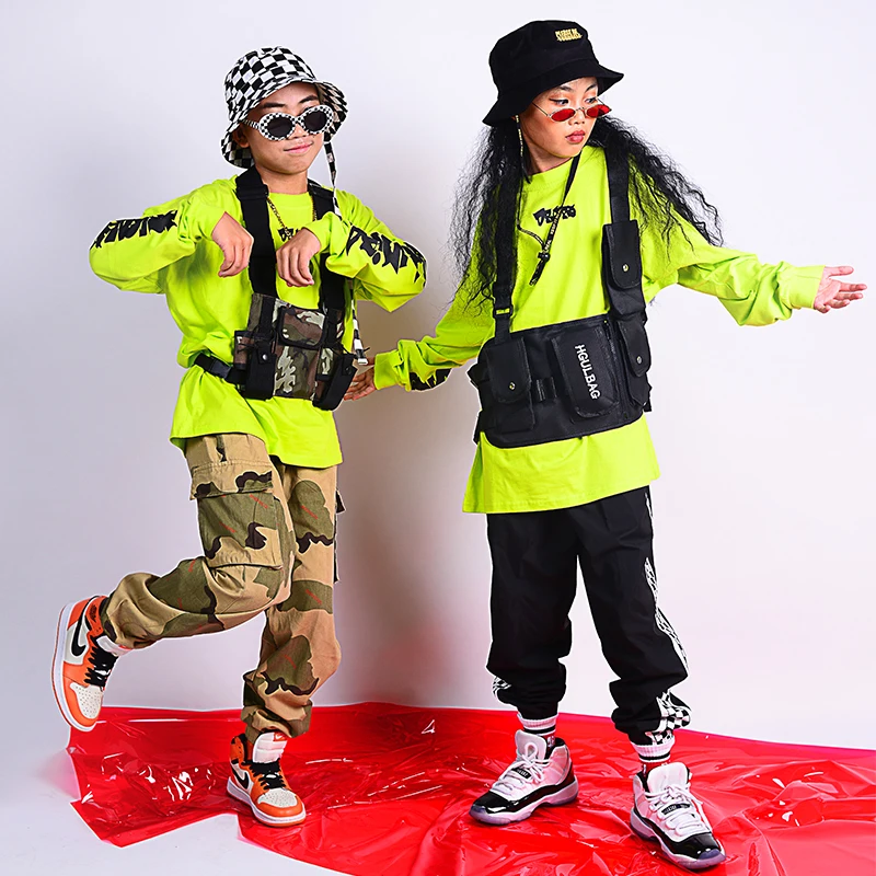 Детский уличный танцевальный костюм в стиле хип-хоп для девочек и мальчиков