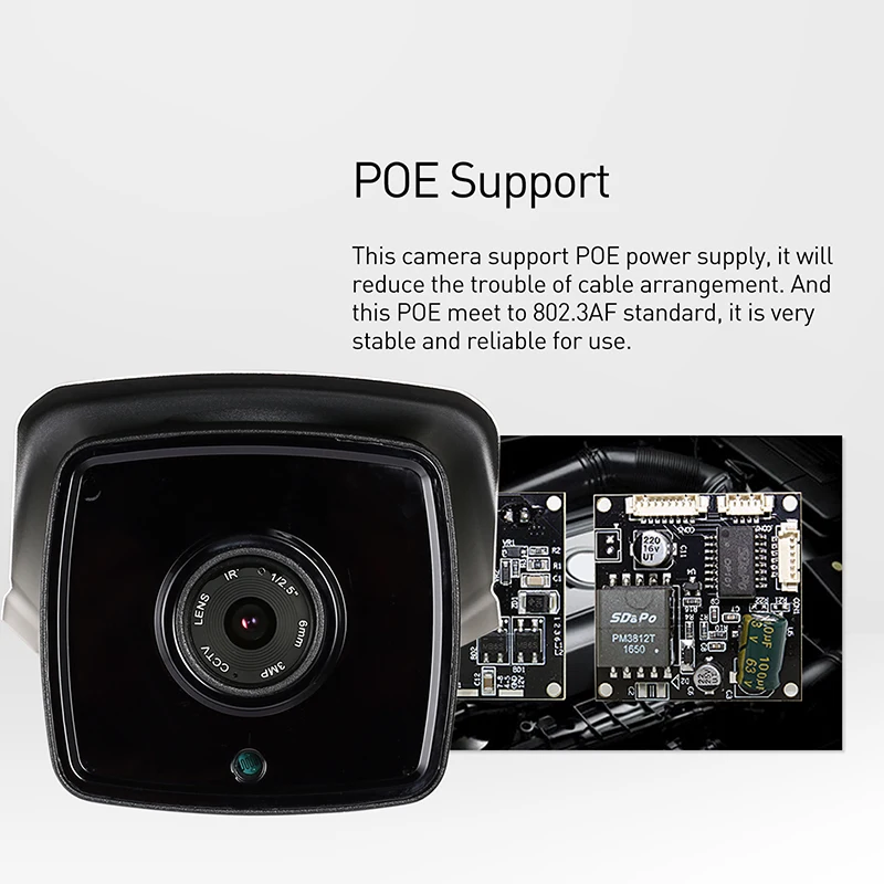 IP-камера POE водонепроницаемая HD 5 МП ИК светодиодный 1664P / 1080P |