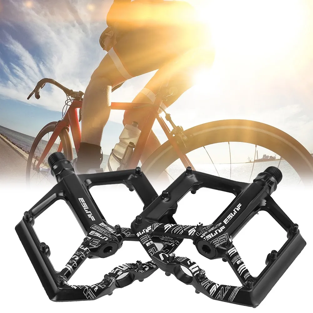 

Ultralight Black Bicycle Pedals Aluminum Steel Flat Anti-Slip MTB Bike Pedals Replacement For 9/16 Inch Connection Cycling Parts