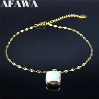 afawa 2022 fashion natural stone stainless steel anckle for women gold color bracelet for leg jewelry pulsera tobillera a64s04