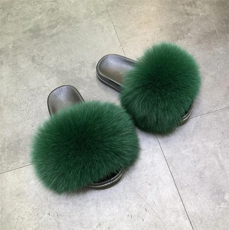

Ladies Winter Warm Fur Slides Cute Fluffy Slippers Luxury Slippers Female Party Sandals Drop Shipping Slides Furry Slippers