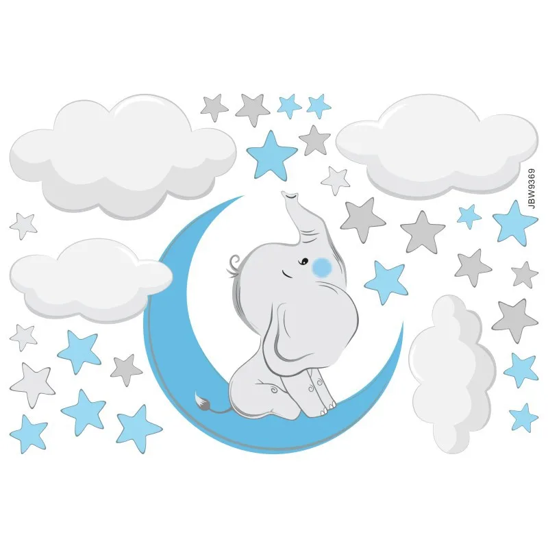 Наклейка на стену сделай сам в виде мультяшного слона для детской комнаты