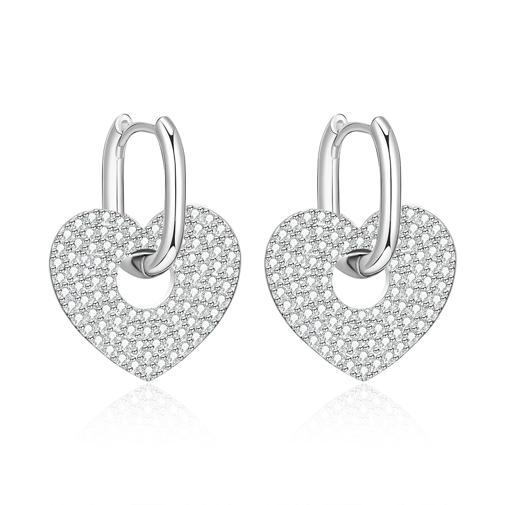 

Luxury Small Square Hoop Earrings Cute CZ Heart Charm Korean Earrings Gold Silver Color Unusual Bride Jewelry Accessories