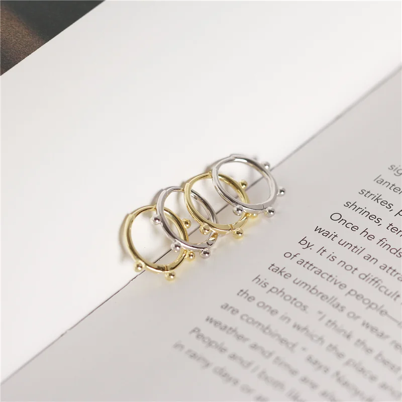 WANTME минималистичные серьги гвоздики из серебра 100% пробы с глянцевыми бусинами и