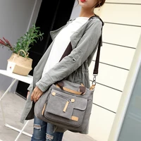 fashion version leisure multi function canvas bag single shoulder slung womens college style handbag crossbody bags for lady