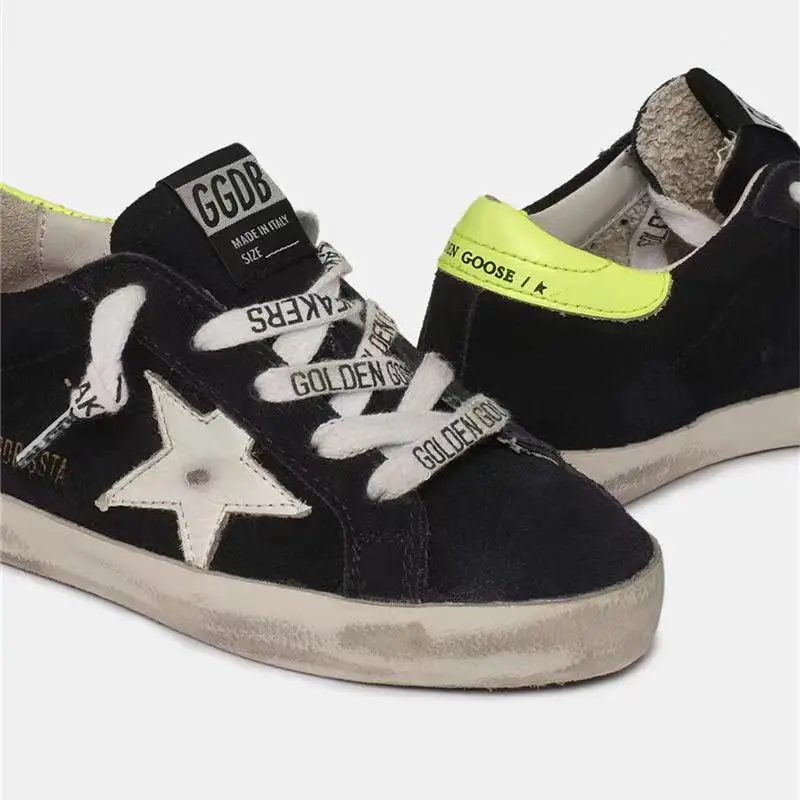 

Children's Spring Product Cow Hair Retro Dirty Shoes for Boys and Girls Casual Fluorescent Green Back-Tail Kids Sneakers CS218