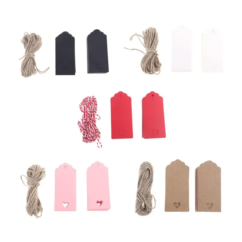 

100pcs Blank Heart Kraft Paper Gift Tags Wedding Party Favor Food Packaging Label Price DIY Cards Crafts