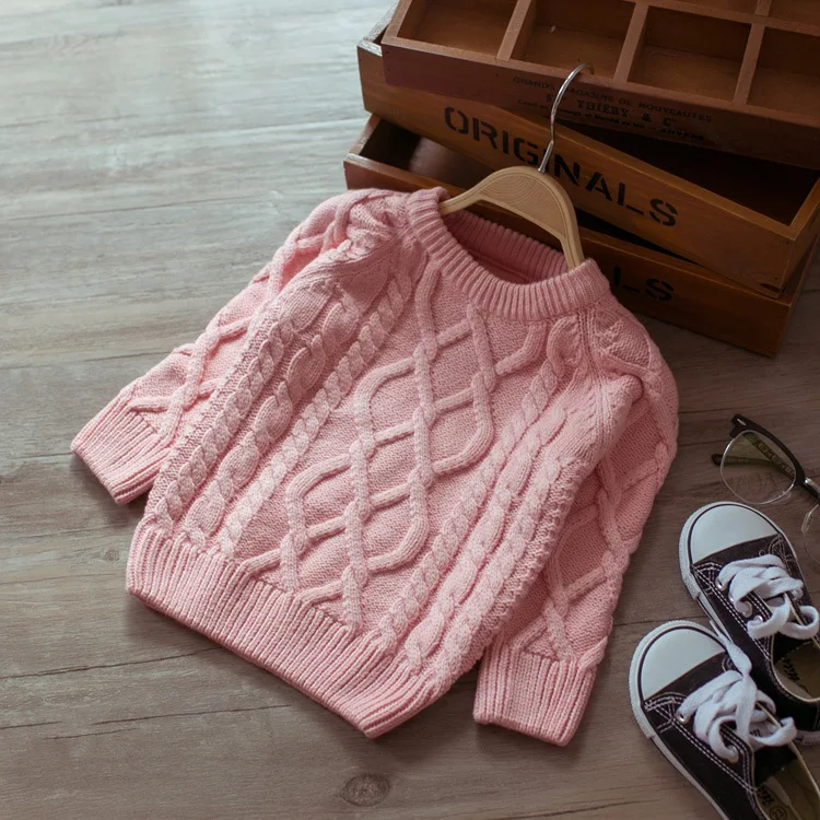 pink no fleece Детская осенне-зимняя теплая одежда; Детские плотные свитера для мальчиков и девочек; флисовый свитер с высоким воротником для маленьких девочек; От 1 до 5 лет - Цвет: pink no fleece
