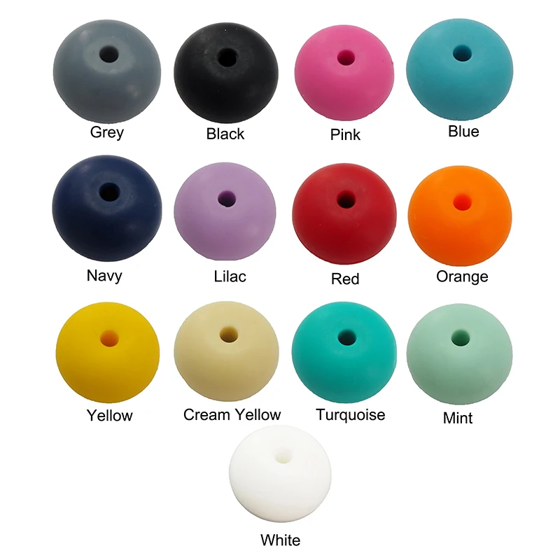 Chenkai-chupete sensorial de dentici&oacute;n para beb&eacute;, collar de lactancia infantil, sin BPA, cuentas de silicona de 23x15MM, 10 piezas, regalos de joyer&iacute;a-4