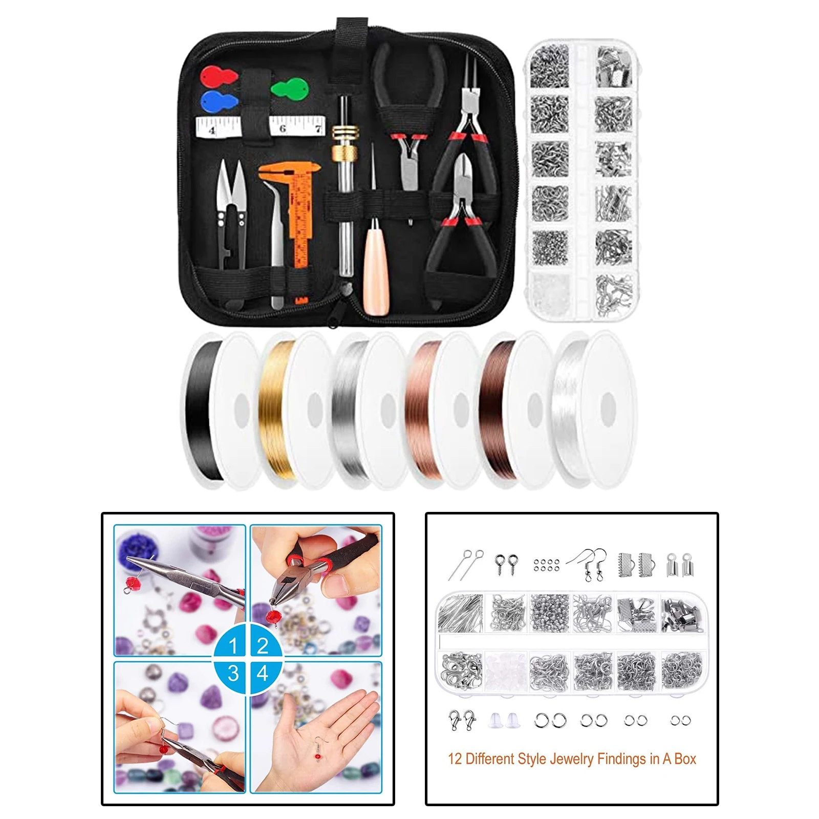 

Jewelry Making Supplies Tools Kit with Pliers Wires for Jewelry Repair Craft