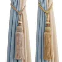 2pcspair high quality curtain rope hanging silk tassel fringe ball belts hook for diy embellish curtain holdback accessories