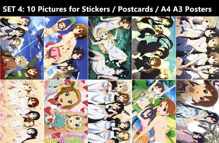 10 шт./лот K-ON! Постер-наклейка открытка K-on Yui Mio Ritsu Tsumugi Azusa Nodoka Ui подарочная карта