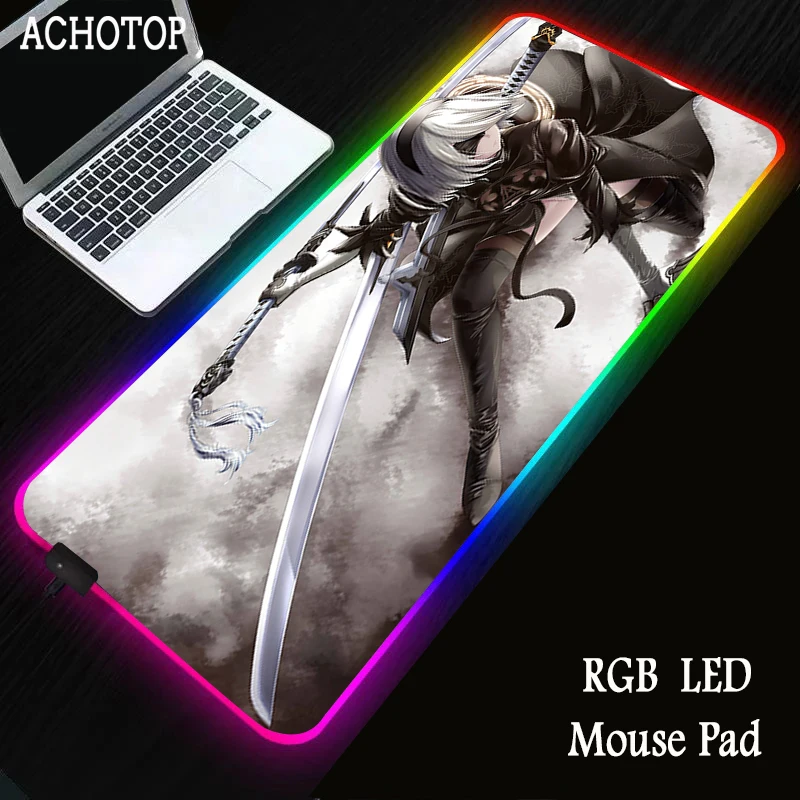 

Nier Automata RGB padmouse 900x400x3mm gaming mousepad game pc large xxl mouse pad gamer computer desk mat laptop mousemat anime
