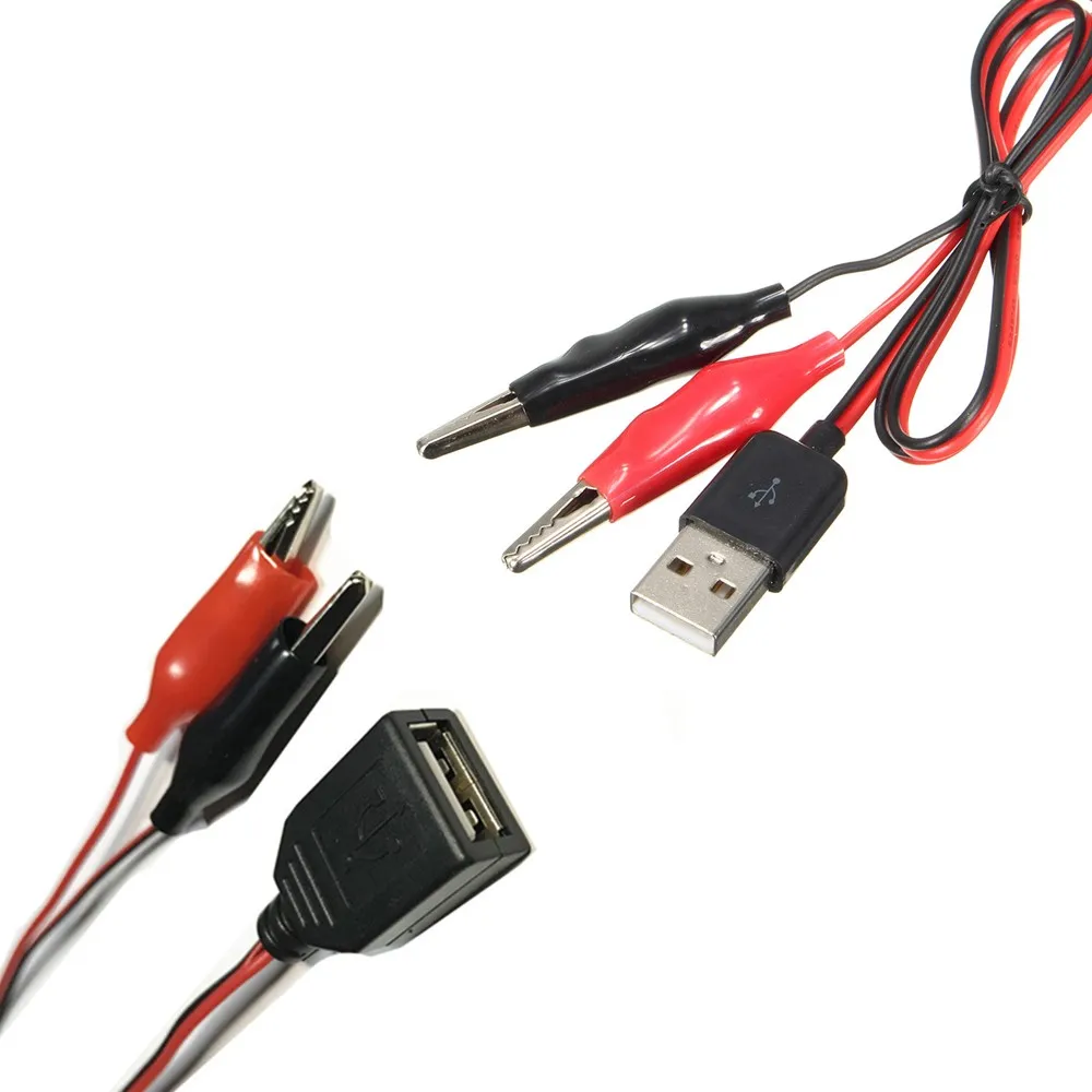 USB-разъем Мама к тестовым зажимам крокодил зажим USB папа адаптер питания провод 58