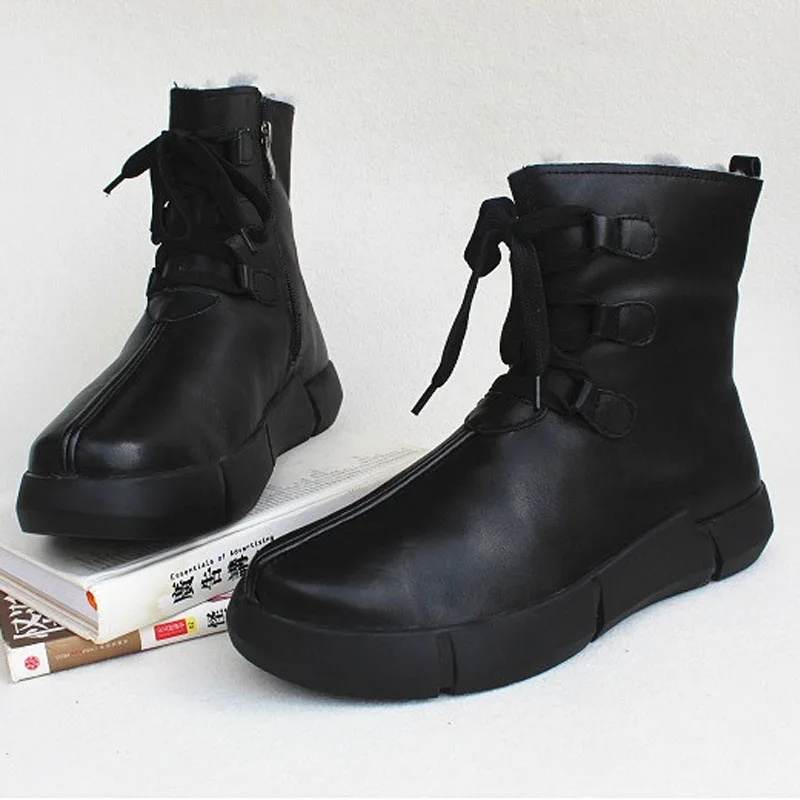 Женские ботинки зимние из 100% натуральной кожи Флисовые женские ботильоны на