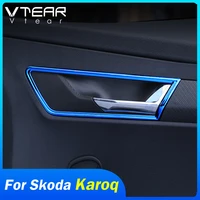 vtear for skoda karoq inner door bowl trim car body styling stainless steel strip frame inner handle accessories decoration 2020