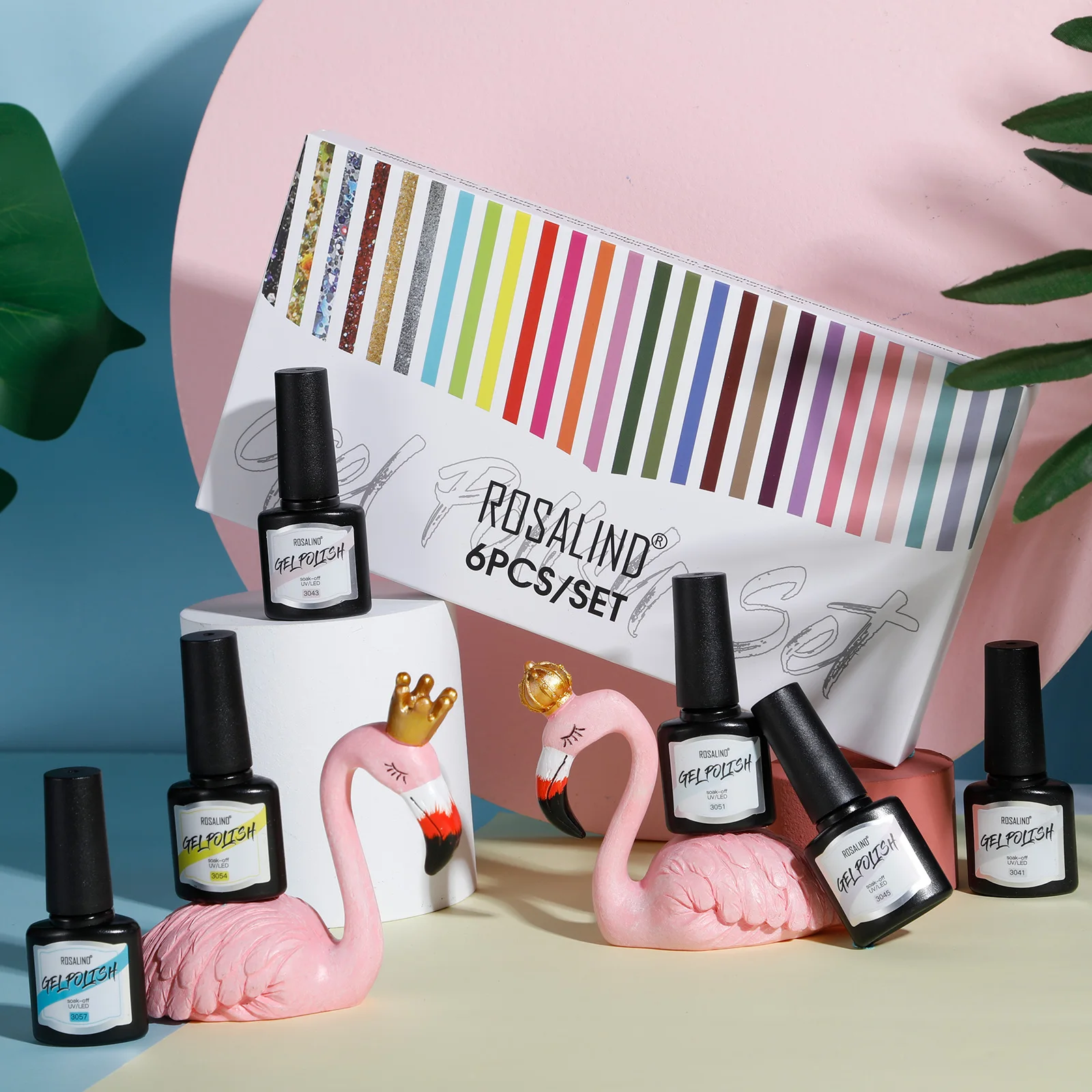 

ROSALIND 6PCS Gel Nail Polish Set Mix Color Nail Kit For Manicure Nail Polish Vernis Semi Permanent UV Gellak Nail Kit With Box