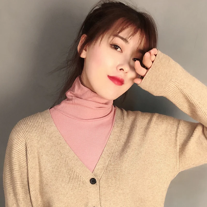 Женская теплая блузка с воротником-черепашкой воротник-обманка съемный воротник