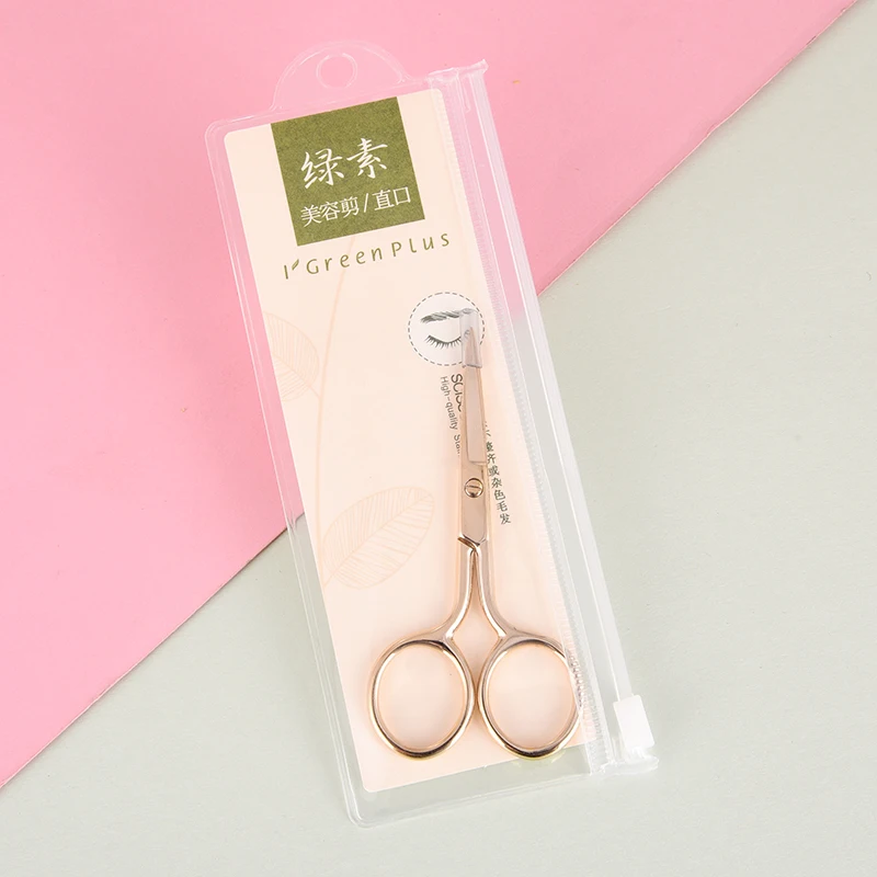 Золотые ножницы для макияжа из нержавеющей стали бровей с прямым изогнутым