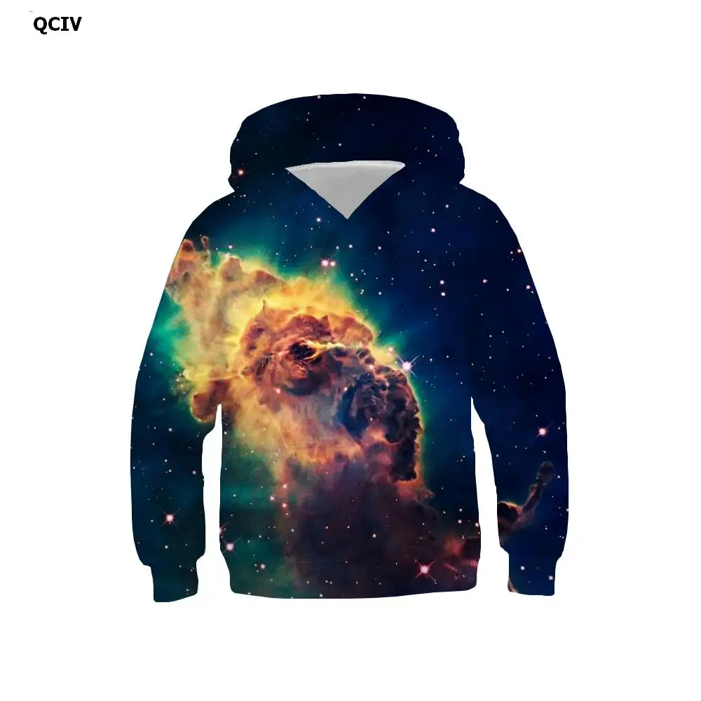

QCIV 3d Hoodies Galaxy Sweatshirts boy Nebula 3d Printed Colorful Sweatshirt Printed Sky Hoody Anime kids Clothing Funny Casual