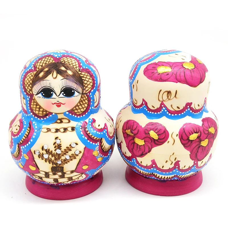 10 шт. деревянная русская ручная роспись Матрешка вабушка подарок Прямая