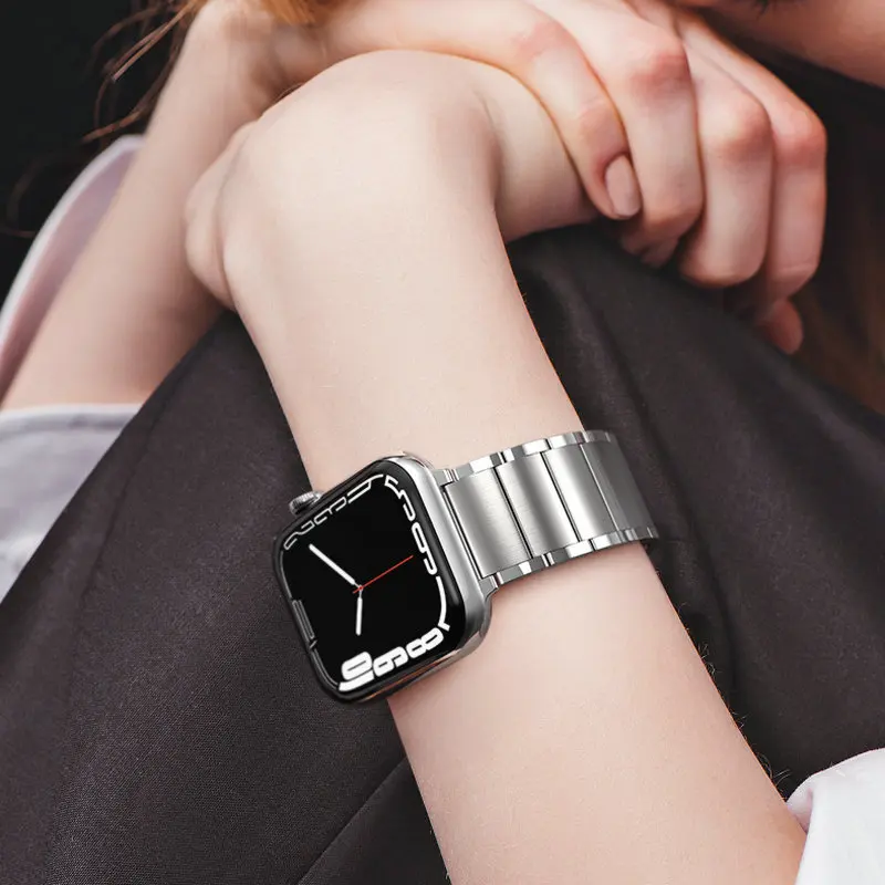 Upgrade Titanium Grey Watch Strap for Apple watch 45mm 41mm 44mm 42mm 40mm 38mm Men/Women replacement belt for iwatch 7 6 5 4 3