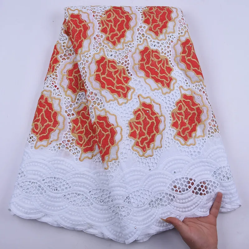 Чистая белая африканская кружевная ткань высокого качества хлопковая