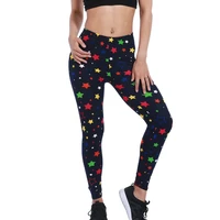 new fashion colored stars pattern printed leggings women skinny summer fitness stretch pants breathable gift ladies dropshipping