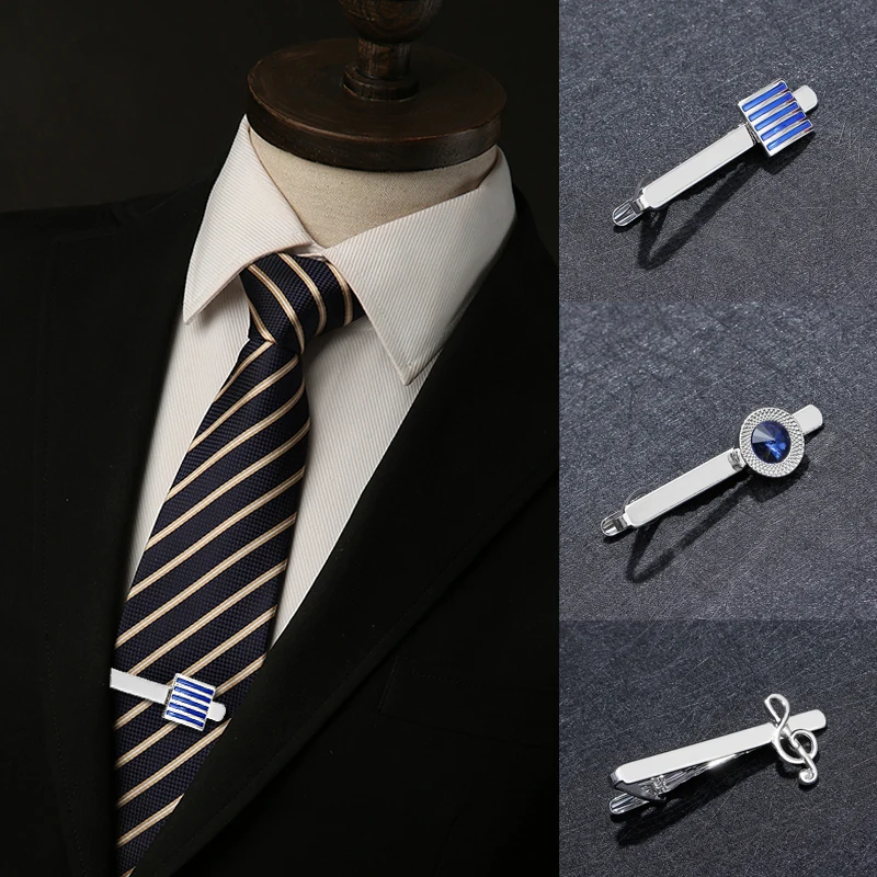 Men Metal Necktie Bar Crystal Formal Dress Shirt Wedding Ceremony Tie Clip Party Gifts Fashion Clips Jewelry Accessories | Аксессуары
