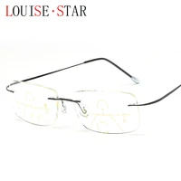 high quality intelligent zoom progressive multi focus anti blue light old reading glasses male frameless ladies optical glasses