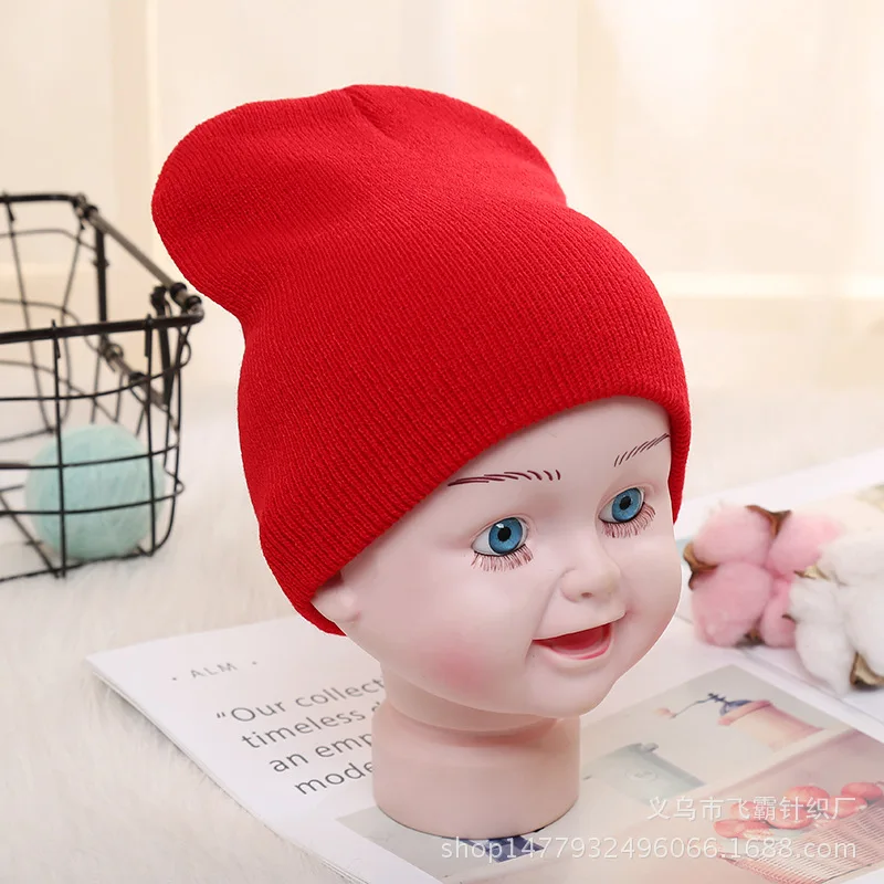 

Dad Mom Kids Baby Beanie Girl Boys Wool Knit Hat Infant Candy Color Winter Autumn Knitted Parent Children Hat Family Beanies