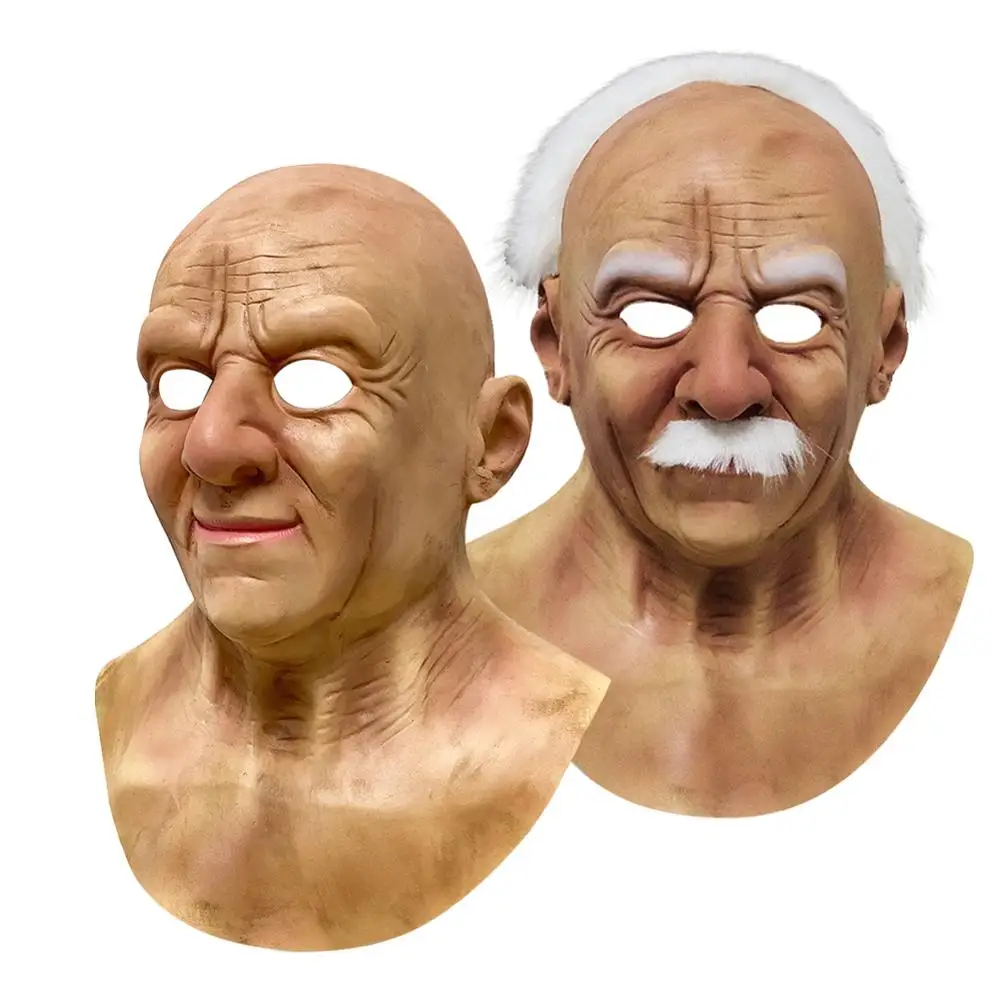 Ужасная маска для пожилых усы на все лицо латексные головные уборы Хэллоуин