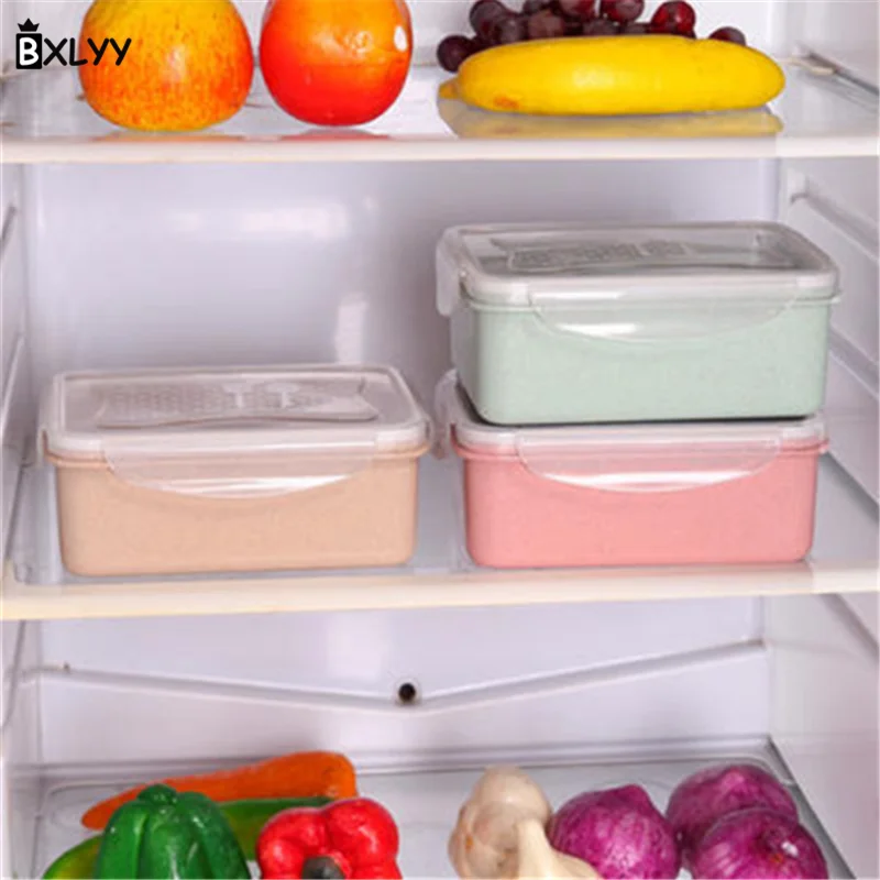 

BXLYY Wheat Straw Student Lunch Box Refrigerator Storage Box Outdoor Portable Lunch Box Tableware Gift Kitchen Accessories.7z