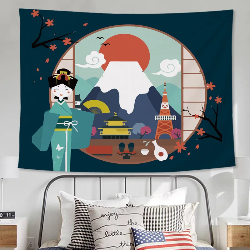 Японский подвесной тканевый фон гобелен для спальни комнаты настенное общежитие