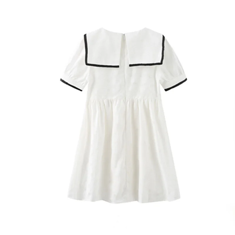 

Girls Dress Summer 2021 New White Stripes Girls Children's Clothing Dress School Girl Navy Collar Princess Dress Ribbons YE05311
