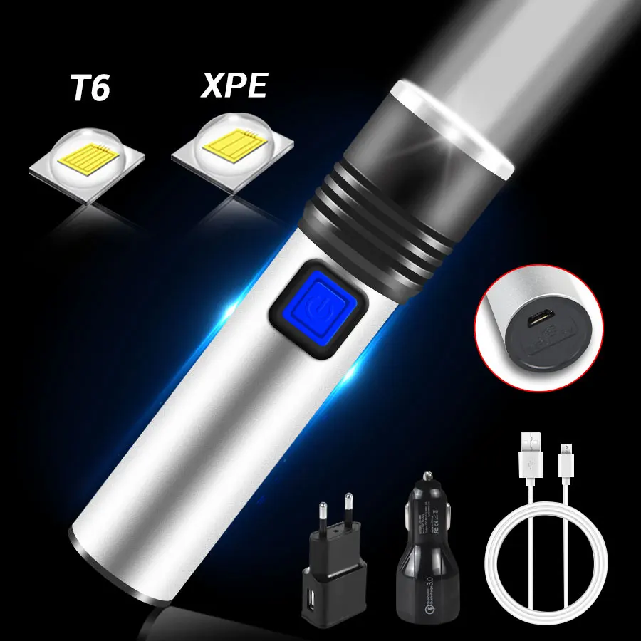 USB Перезаряжаемый мини светодиодный светильник фонарь Водонепроницаемый XPE T6