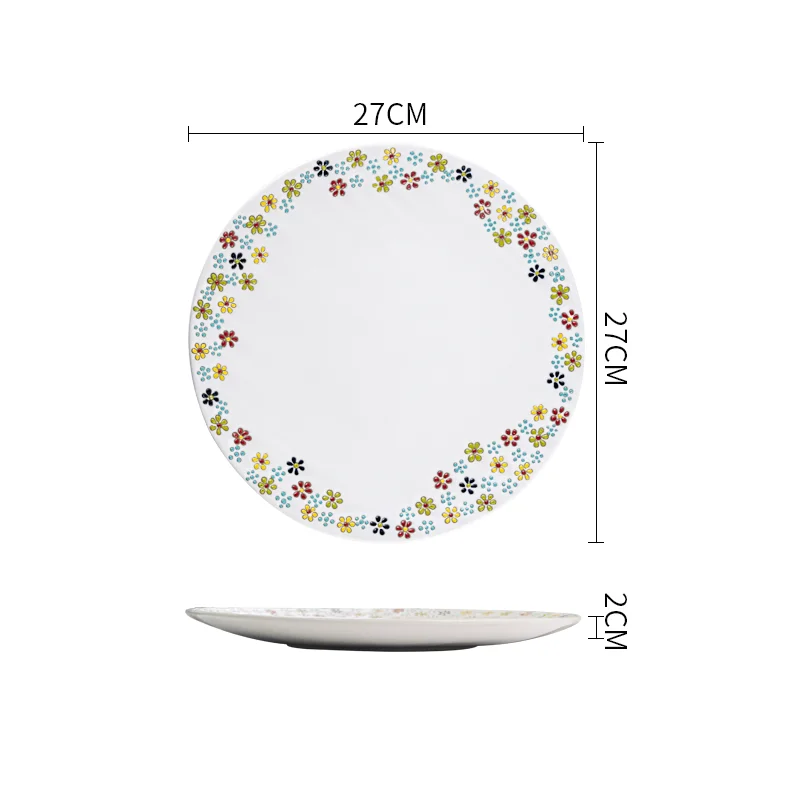 

European Ceramic Plates Overglaze Breakfast Bread Dish Relief Fruit Salad Plate Afternoon Tea Dessert Trays Kitchen Tableware