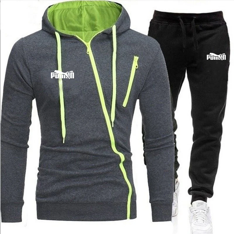 

Casual Tracksuit Men 2 Pieces Sets Hooded Sweatshirts Spring Men's Clothes Pullover Hoodies Pants Suit Ropa Hombre Plus Size
