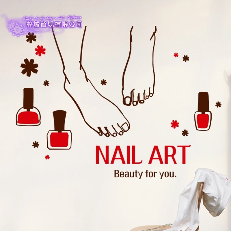 Nail Art Sticker Feet Beauty Salon Decal Shop Store Business Wall Art Stickers Decal DIY