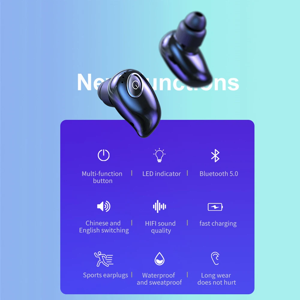 KEBIDU Беспроводные Bluetooth 5 0 наушники с микрофоном V21 мини-наушники Handsfree Ear Hook